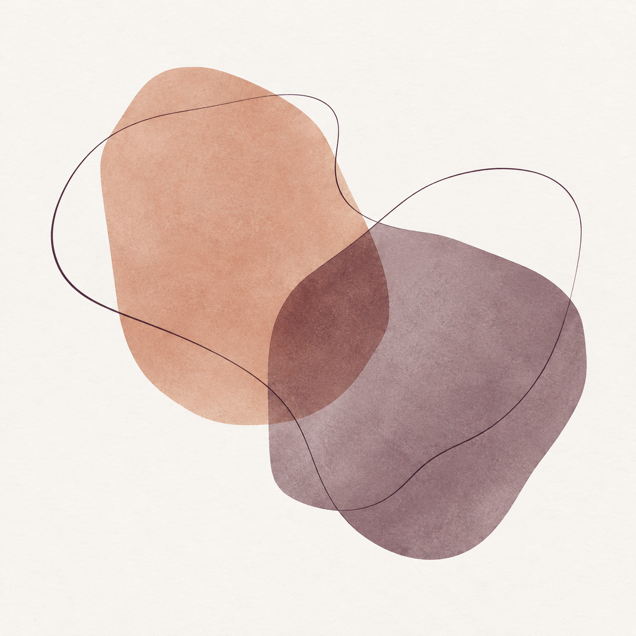 Abstracte tekening met open lijnen en zachte aardetinten